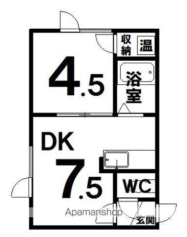 ラ・フィーヌ文苑(1DK/2階)の間取り写真