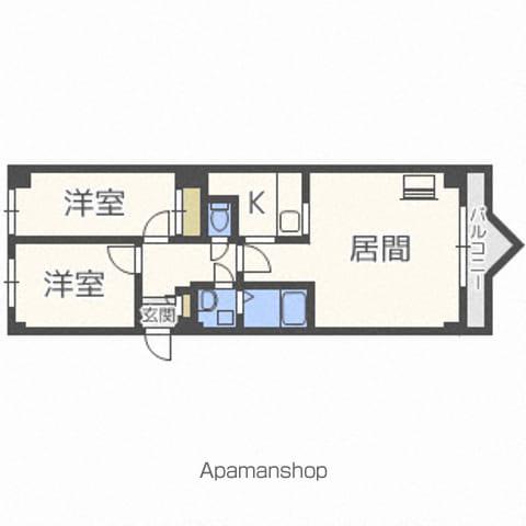パスウェイ弐番館(2LDK/3階)の間取り写真