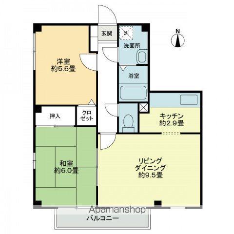 フォブール花(2LDK/1階)の間取り写真