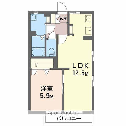 コーポ一由Ⅱ(2DK/1階)の間取り写真