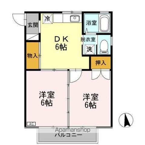 コーポグランノーブル(2DK/1階)の間取り写真