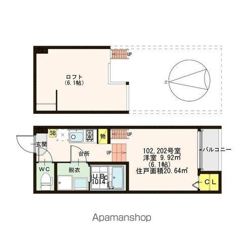 シャイニーサイド(2K/1階)の間取り写真