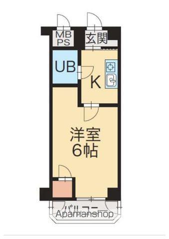 トーカンマンション医学町(1K/5階)の間取り写真