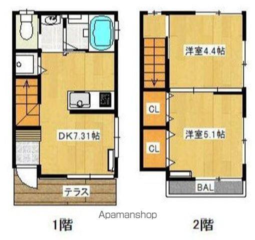 ムーンサイド(2DK/1階)の間取り写真