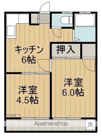 ハイツ中神(2DK/2階)の間取り写真