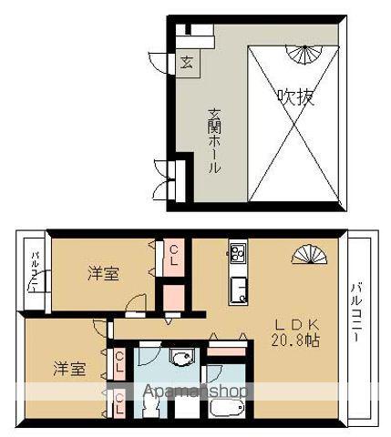 F COURT(2LDK/4階)の間取り写真