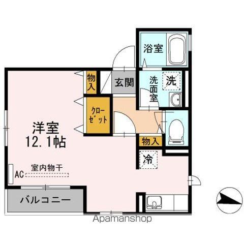 カーサフェリーチェ(ワンルーム/2階)の間取り写真