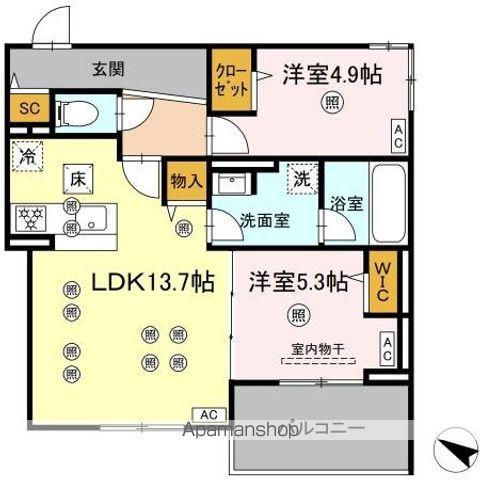 GRANDVALLEY 博多(2LDK/1階)の間取り写真