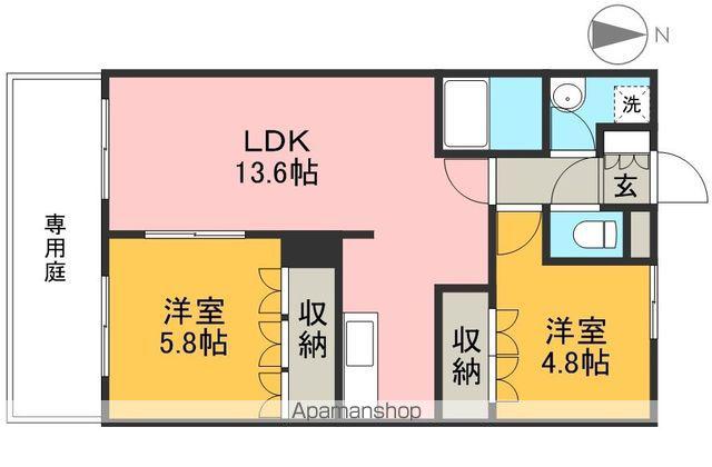 モンシェリカメリアⅡ(2LDK/1階)の間取り写真