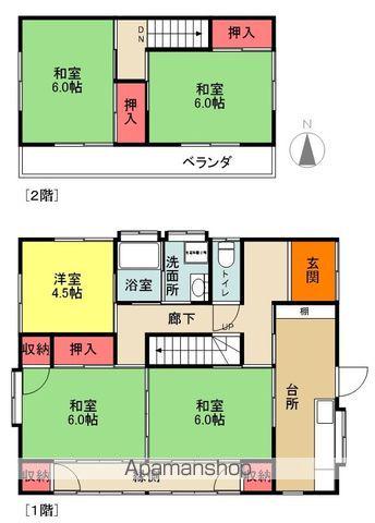 常磐線 いわき駅 バス乗車時間：23分 好間商工会バス停で下車 徒歩3分 2階建 築39年(5K)の間取り写真