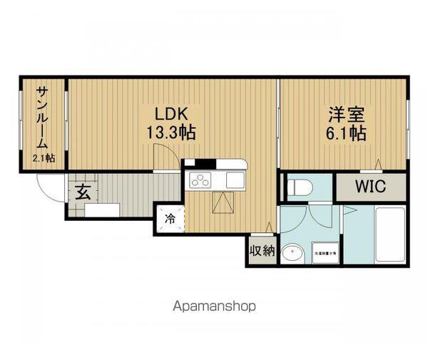 フォレスターナ ココB(1LDK/1階)の間取り写真