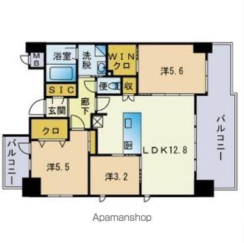 アクシオン博多リヴァージュ(3LDK/14階)の間取り写真