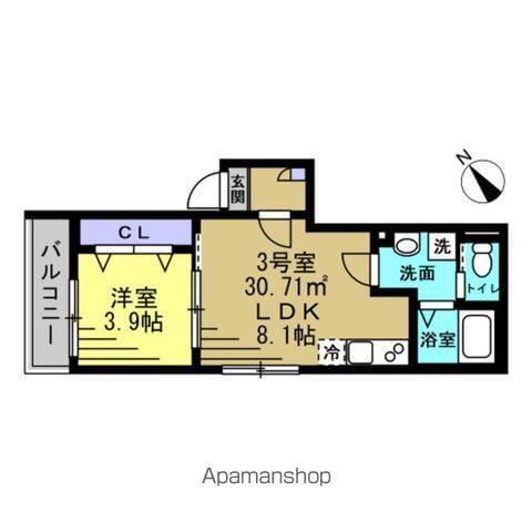 YSA南流山(1LDK/2階)の間取り写真