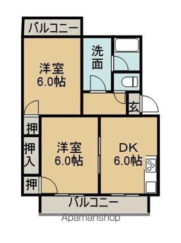 キャピタル(2DK/1階)の間取り写真