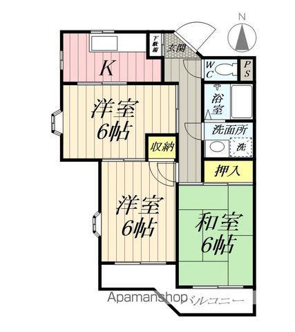 カンフォート(3K/3階)の間取り写真