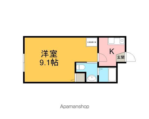 パームタウンD棟(1K/2階)の間取り写真