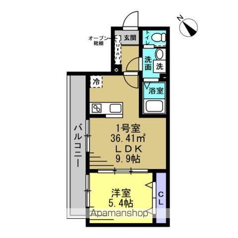 ERIU(1LDK/3階)の間取り写真