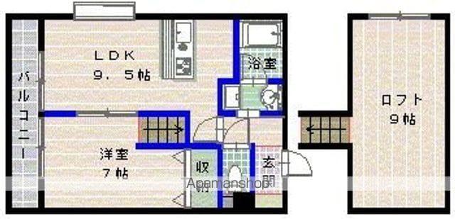 ウィンザー荒江1(1LDK/1階)の間取り写真