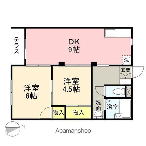JUNエリールA(2DK/1階)の間取り写真