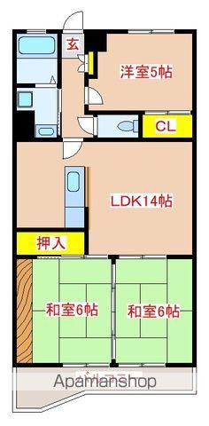 フォレストウインドイン隼人(3LDK/4階)の間取り写真
