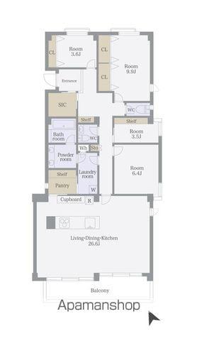 島津山岩波ハイツ(4LDK/2階)の間取り写真