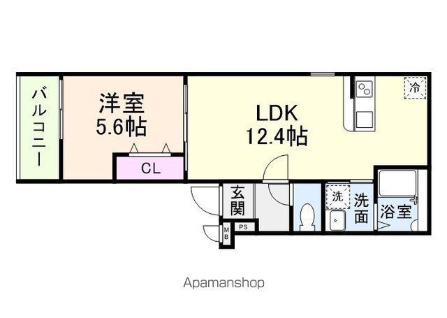 フルールハチテラス(1LDK/1階)の間取り写真