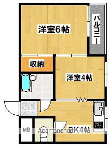 コーポ南住吉(2K/4階)の間取り写真