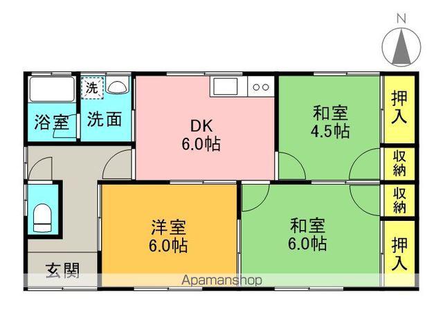 東北本線 船岡駅(宮城) 徒歩11分 1階建 築31年(3DK)の間取り写真