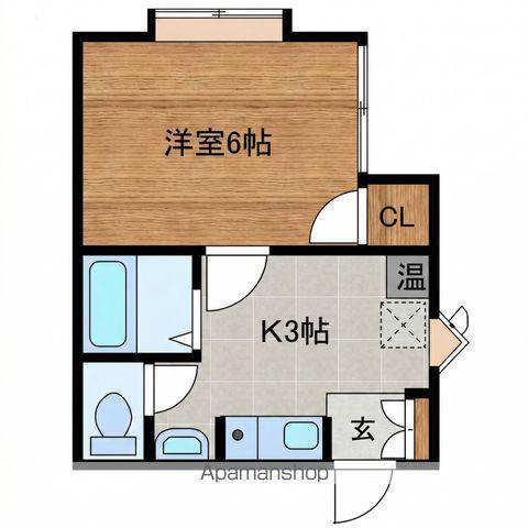 上所グリーンタウンD棟(1K/1階)の間取り写真