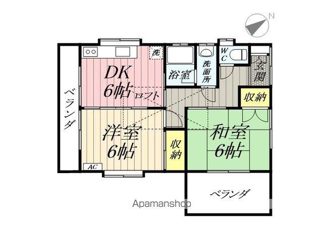 つくばエクスプレス 八潮駅 バス乗車時間：7分 南川崎バス停で下車 徒歩3分 2階建 築36年(2DK)の間取り写真