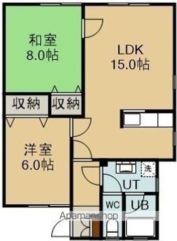 プラドール大川(2LDK/1階)の間取り写真