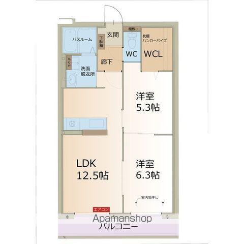 MARK&TWO(2LDK/3階)の間取り写真
