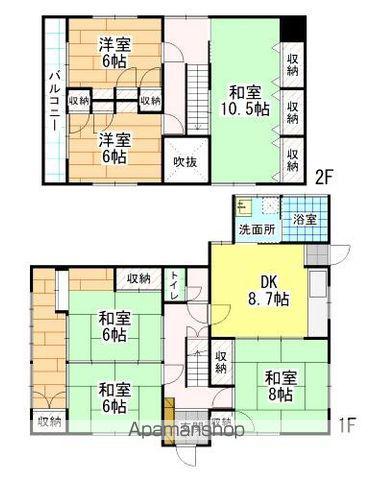 福岡県北九州市門司区 2階建 築48年(6DK)の間取り写真
