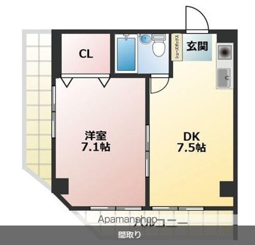 高畑ビル(1DK/3階)の間取り写真