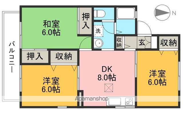 パークサイドアサヒA(3DK/1階)の間取り写真