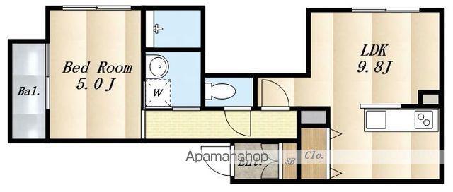 ポルト・ボヌール(1LDK/1階)の間取り写真