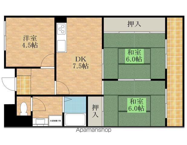 ロビニア岸和田 Ⅰ(3DK/2階)の間取り写真
