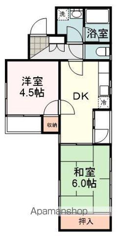 東海道本線 静岡駅 徒歩18分 5階建 築40年(2DK/2階)の間取り写真