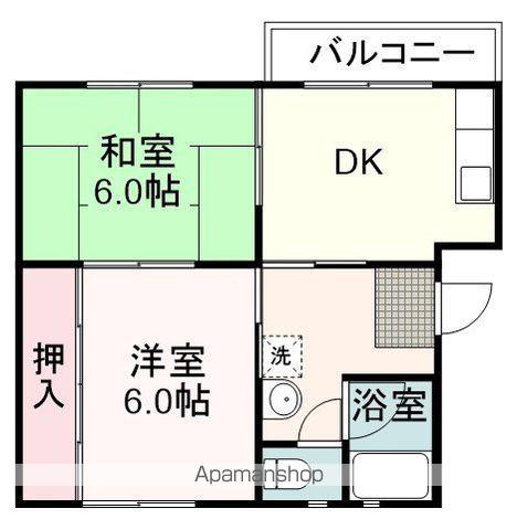 松富団地1号棟(2DK/1階)の間取り写真