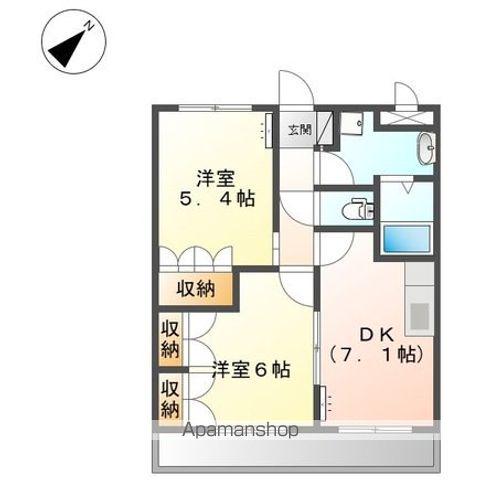 ウエストヴィレッジ(2DK/1階)の間取り写真