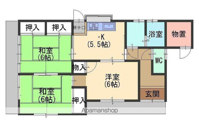 青塚F棟(3K/1階)の間取り写真