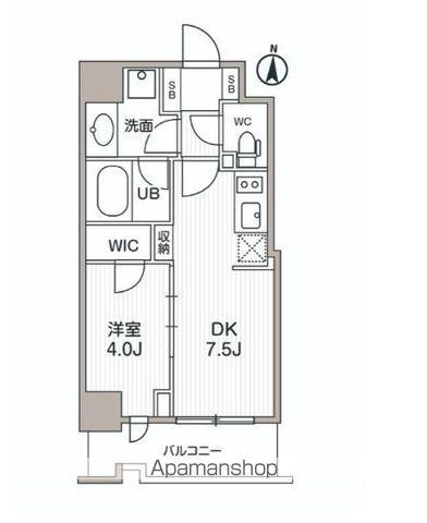 シーズンフラッツ両国サウス(1DK/8階)の間取り写真