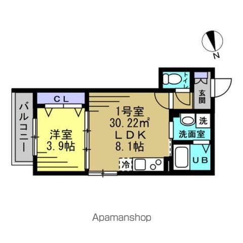 A＇S CREST(1LDK/1階)の間取り写真