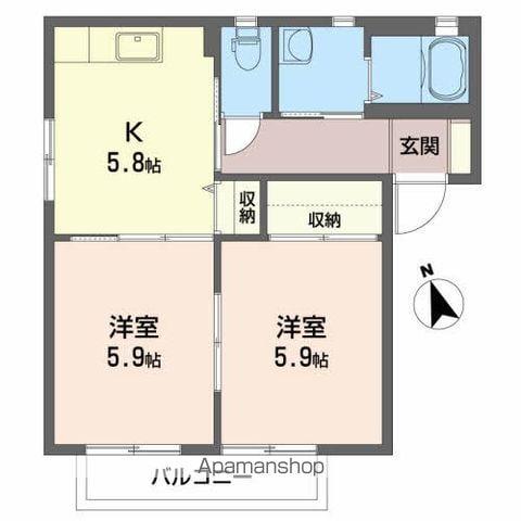 シャーメゾンKATO・Ⅱ(2K/2階)の間取り写真