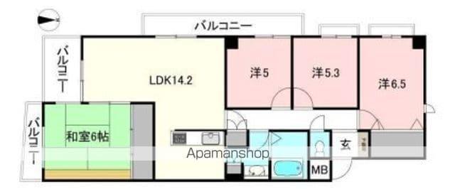 ロイヤルメゾン岩崎町(3LDK/6階)の間取り写真