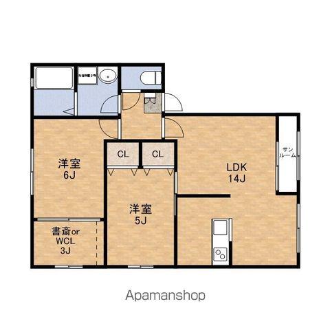 阪和線 熊取駅 徒歩4分 2階建 築17年(2LDK/1階)の間取り写真