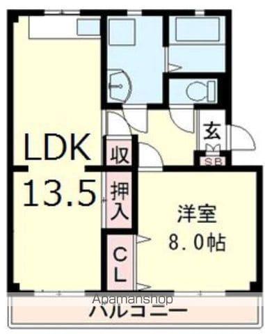 ヒルバレーマンション(1LDK/1階)の間取り写真