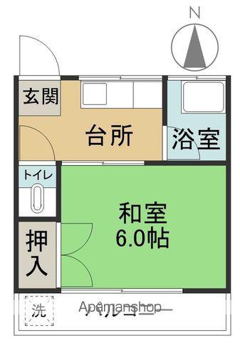 草野ハイツ(1K/2階)の間取り写真