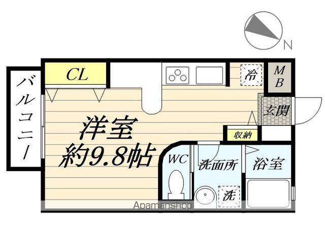 グリーンガーデン(ワンルーム/1階)の間取り写真