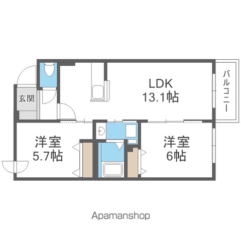 厚別中央3-2MS(2LDK/4階)の間取り写真